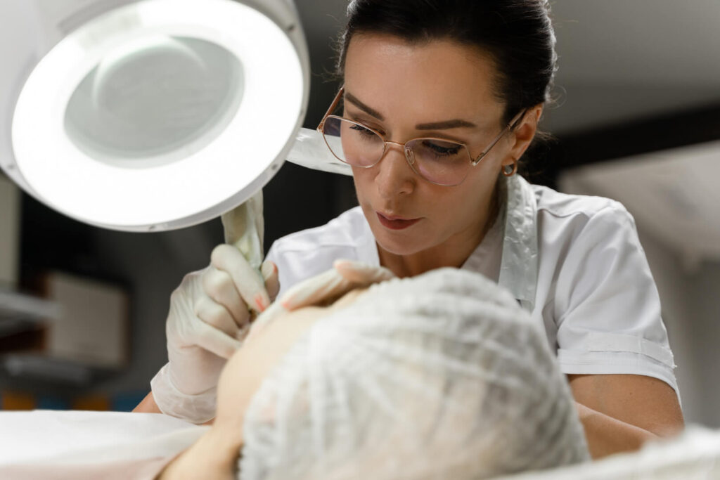 Lalwa Aesthetics clinician performing facial skin treatment